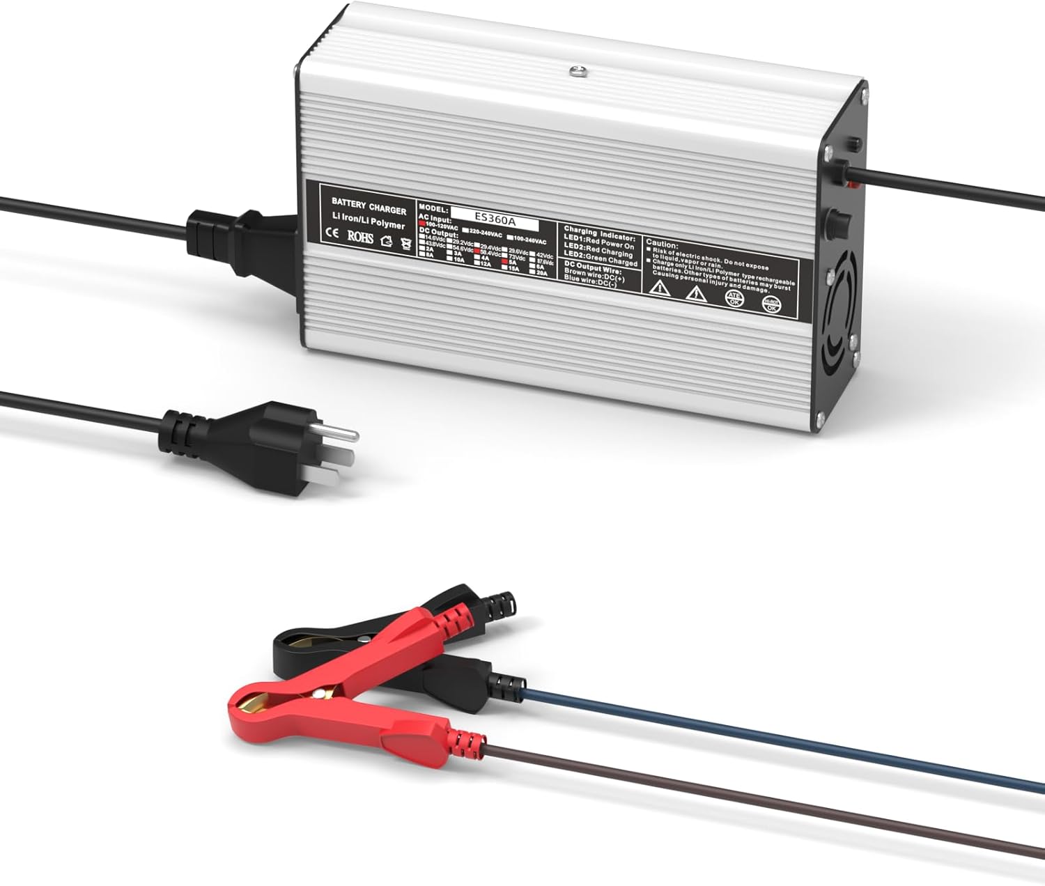 58.4V 5A, AC-DC Battery Charger, Dedicated Best Solution for 48V Lithium Iron Phosphate, LiFePO4 Battery Recharging, Support Charging Solar Off-Grid, Golf Cart, Backup Power, RV, Marine