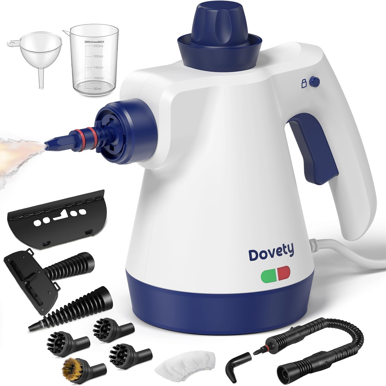 Steam Cleaner, Pressurized Handheld Steam Cleaner for Home with 12pcs Accessories & Safety Lock, Multi-Surface & Powerful Home Use Steamer for Cleaning, Car, Bathroom, Shower, Window, Grime, Grease
