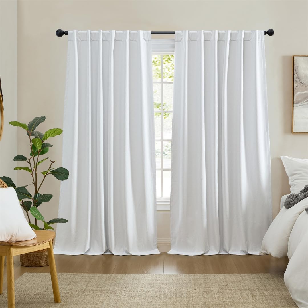 Elrene Home Fashions Solace 100% Max-Blackout Energy Efficient Solid Texture Window Curtain Panel with Rod Pocket/Back Tabs for Living Room/Bedroom/Home Office, 52
