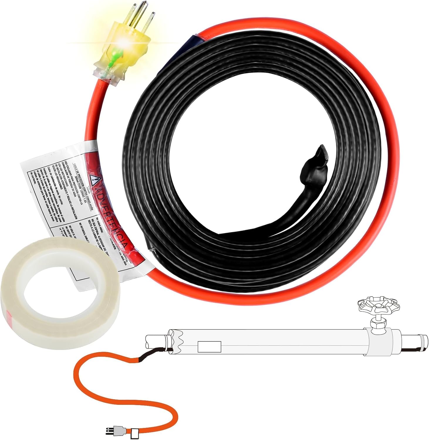 HEATIT Heat Cable for Pipes - Energy-Efficient Heat Tape, CSA & ETL Approved, Prevents Pipe Freeze, Durable, Long-Lasting, Versatile HISD 60ft, 7w/ft, 120V