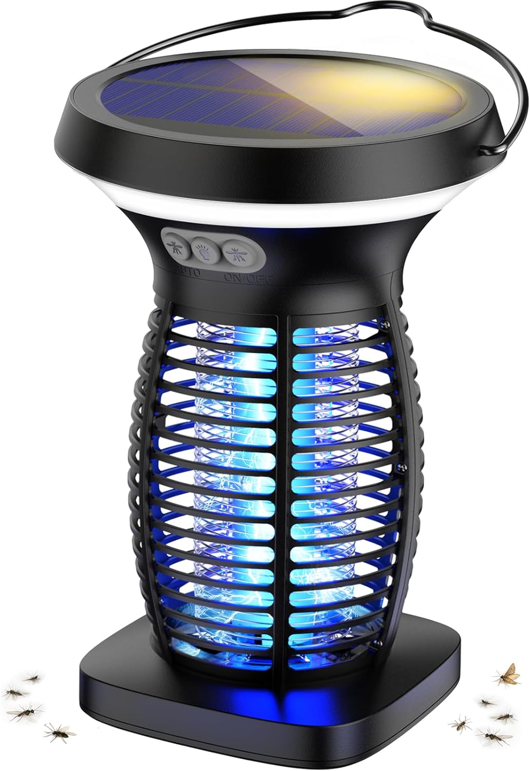 Solar Bug Zapper Outdoor, Mosquito Zapper Outdoor Waterproof Electric Fly Zapper Rechargeable Mosquito Killer with Solar Panel, 4200V Fly Trap Indoor for Home Backyard, Patio, Garden, Camping