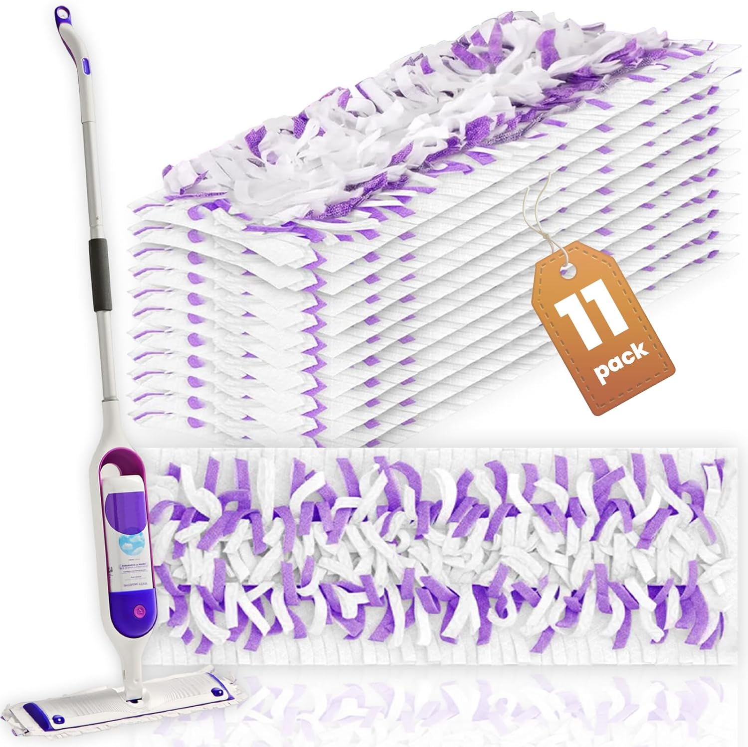 Disposable Floor Mop Pads,11 Count,Compatible with Swiffer Power Mop, All Purpose Multi-Surface,Hardwood,Replacement Spray Mop Pad Refill