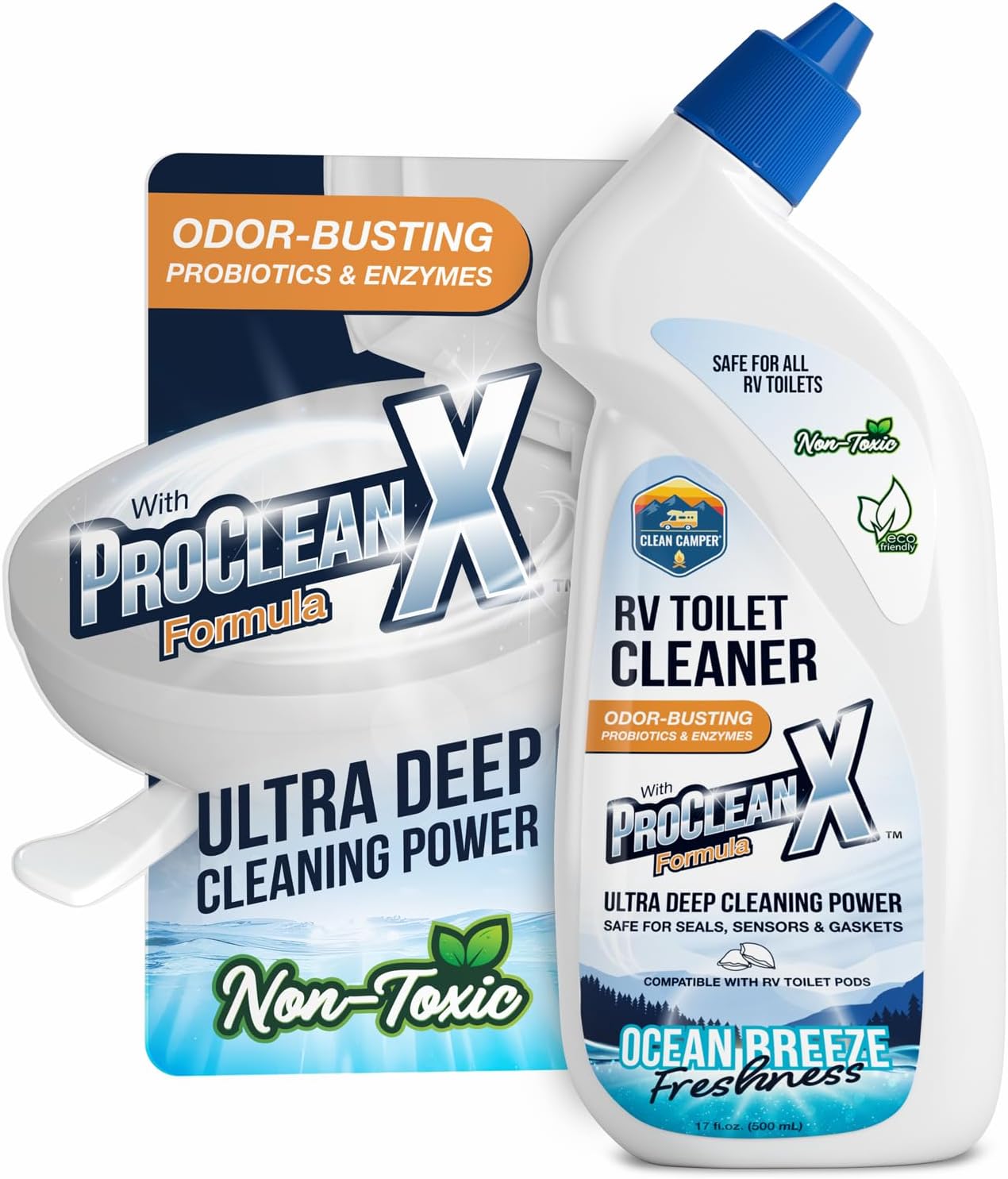 RV Toilet Cleaner ProClean X™ Formula | Enzyme & Probiotic Powered | Safe for RV Toilets, Holding Tanks & Sensors | Eliminates Odors, Removes Stains | Eco-Friendly
