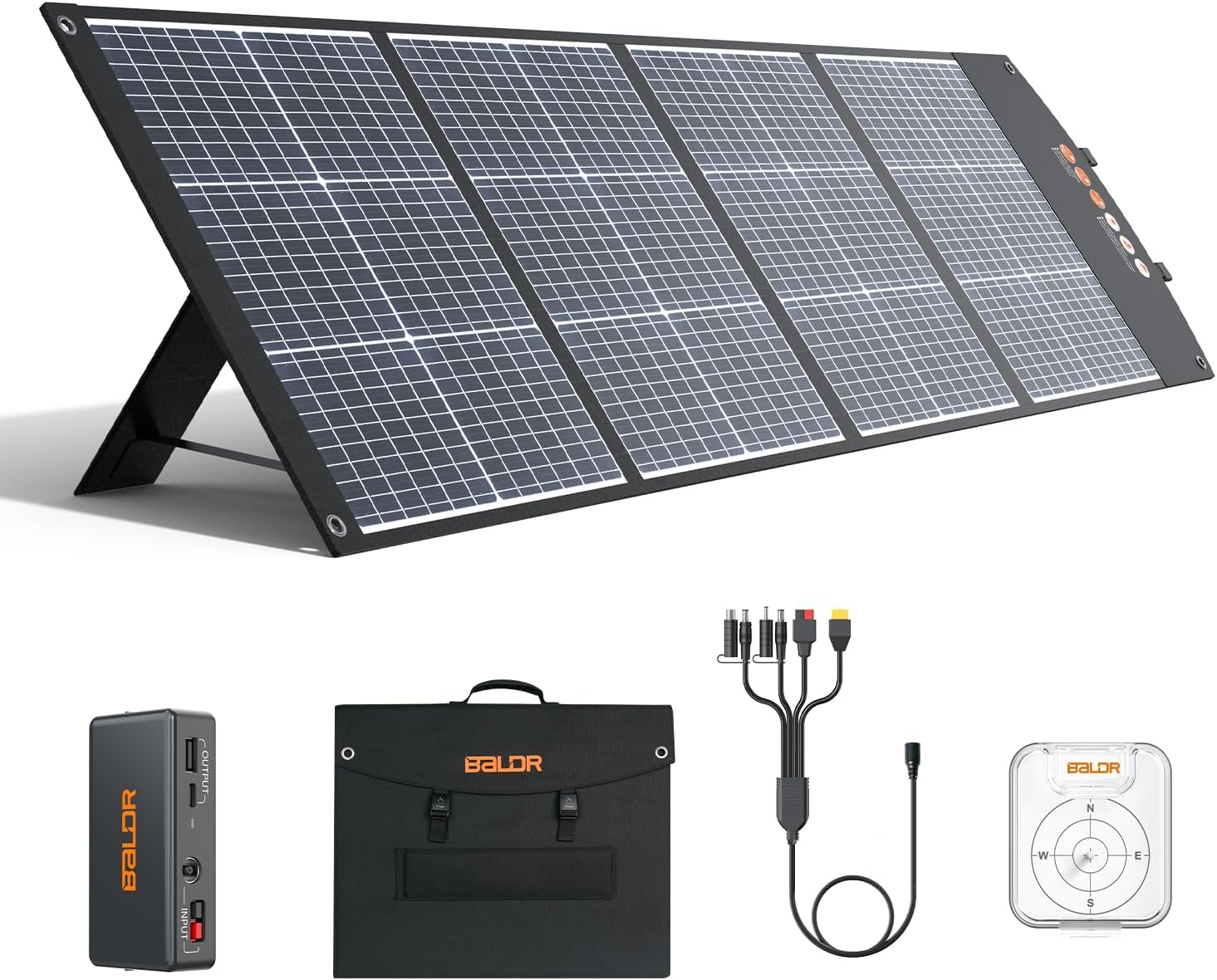 BALDR Solar Panels 200W Monocrystalline Portable Folding Solar Charger for Solar Generators and Portable Power Stations，Solar Panel Kit for Camping, Off Grid Living