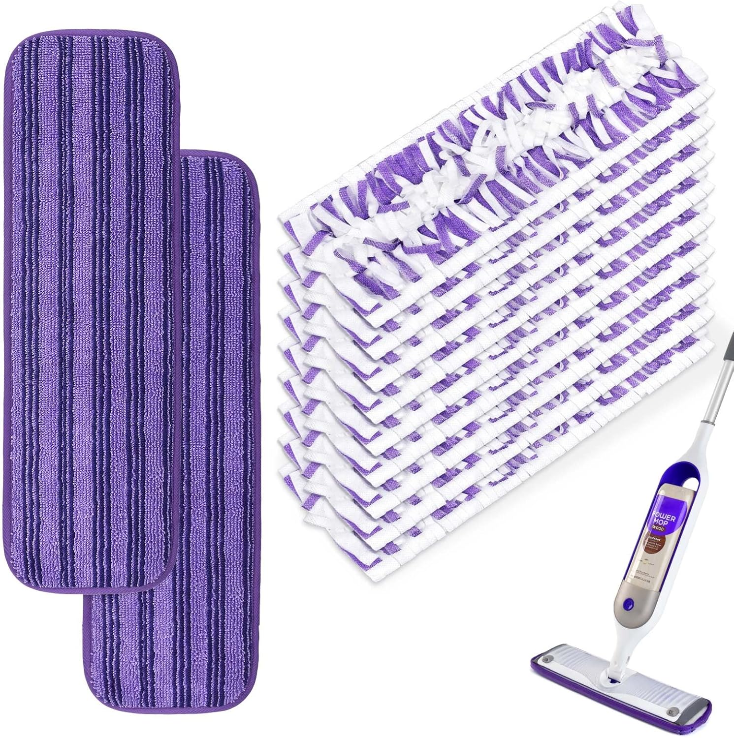 Pads for Swiffer Power Mop, 11 Count Refill Pads for Powermop Contains 9 Disposable Mop Pads Refills for Power Mop and 2 Reusable Mop Pads for Swiffer Power Mop, Refill Pads for Powermop