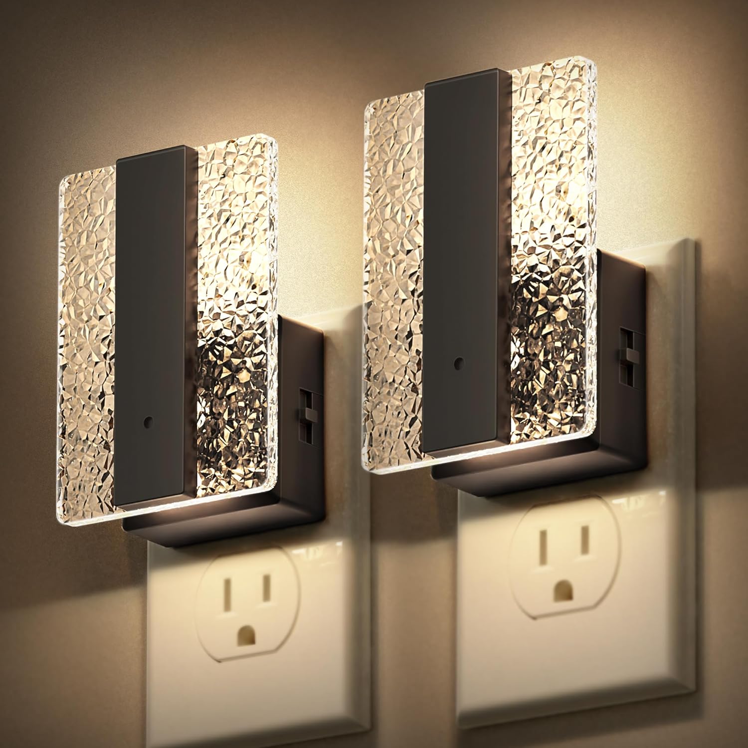 DORESshop LED Night Lights Plug Into Wall [2 Packs], Decorative Night Light with Dusk-to-Dawn Sensor, Dimmable Nightlights, Adjustable Brightness Night-Lights for Bathroom, Hallway, Bedroom,Stairway