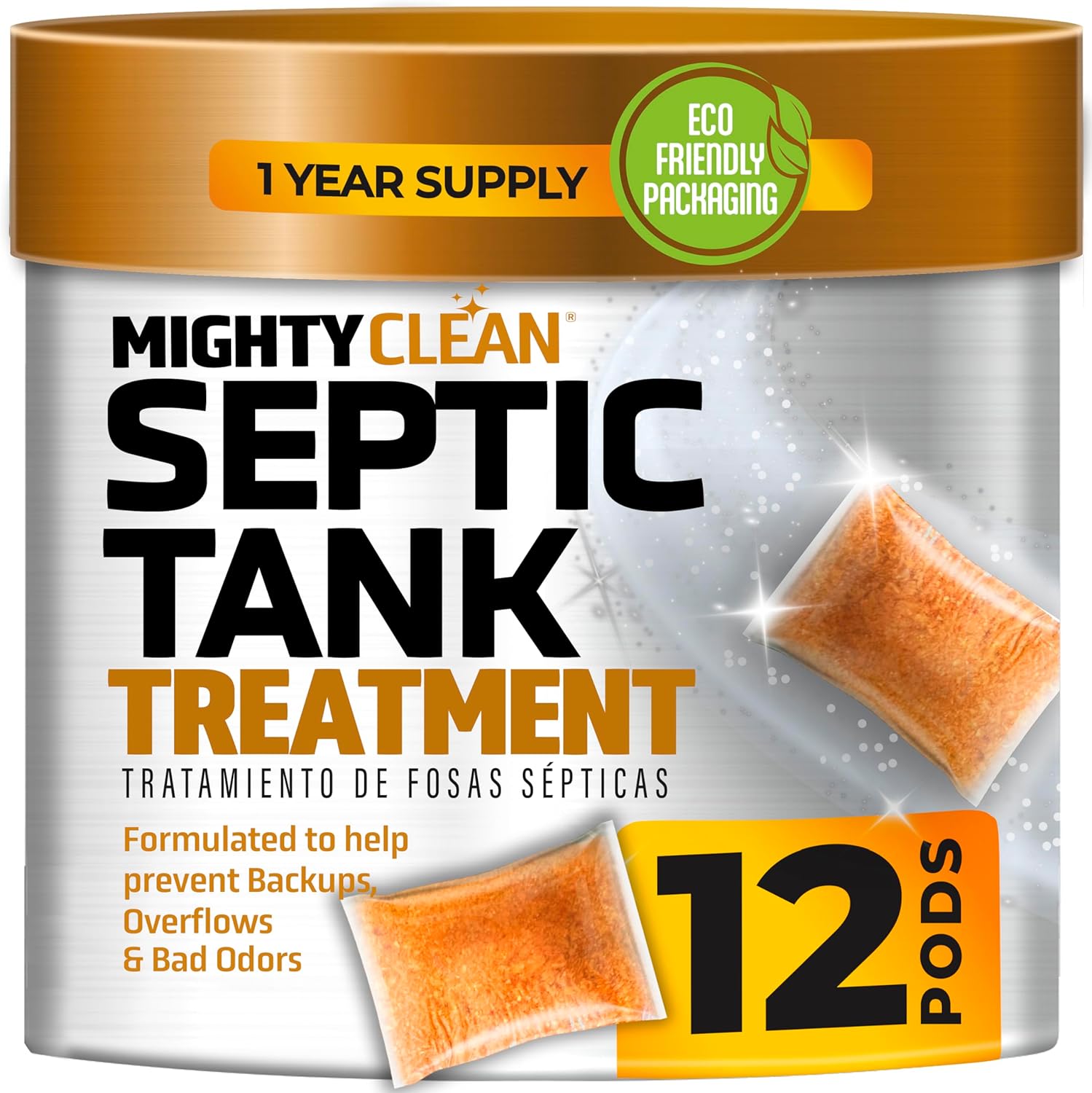 Septic Tank Treatment - 12 Pods, 1 Year Supply - RV Toilet Treatment - Dissolvable Septic Tank Treatment Pods with Natural Bacteria and Enzymes for Effective Septic Treatment - Eco-Friendly Solution